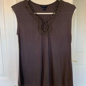 Banana Republic Grey Tank w/Lace Keyhole Women's Size S